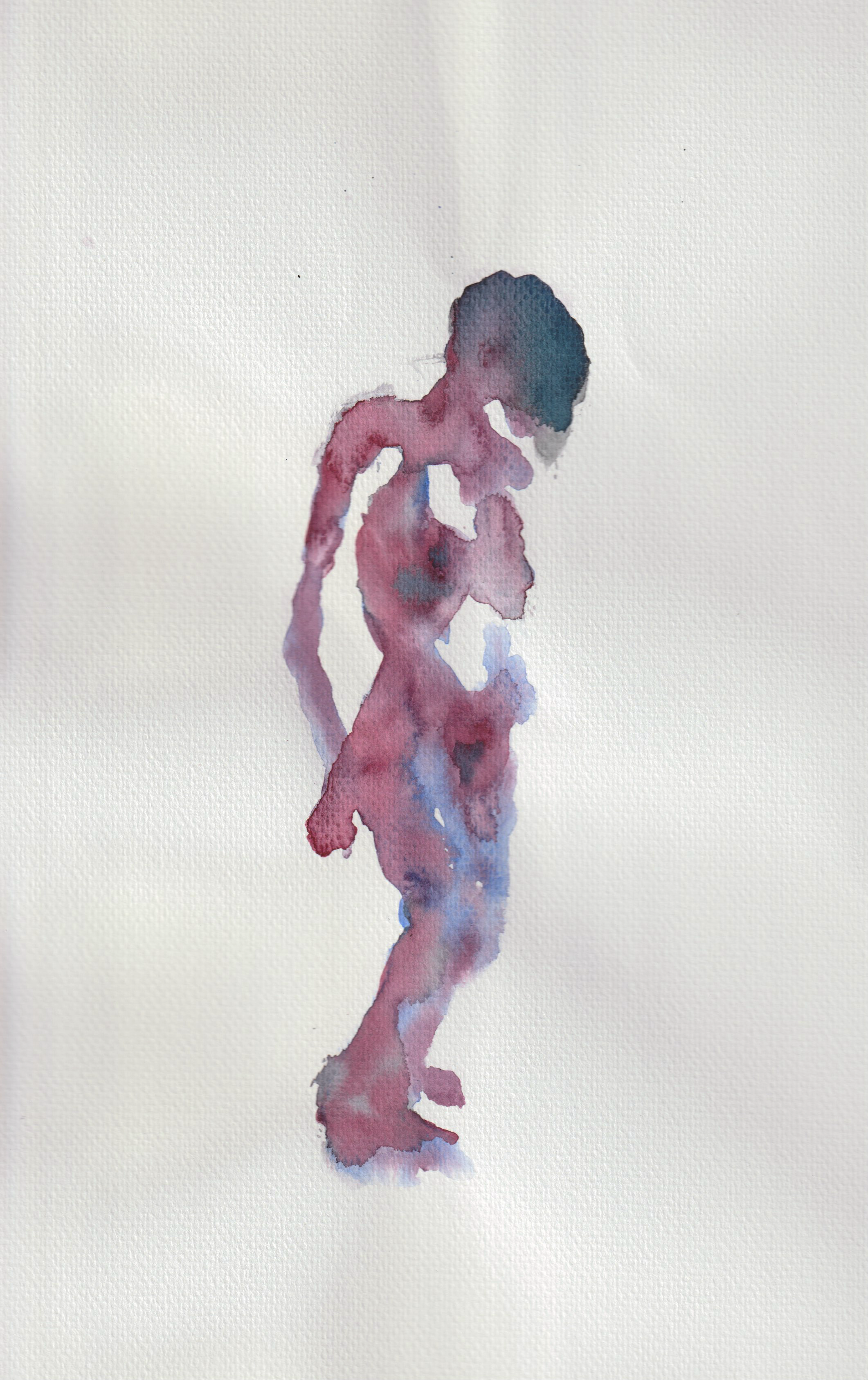 Female figure watercolor study